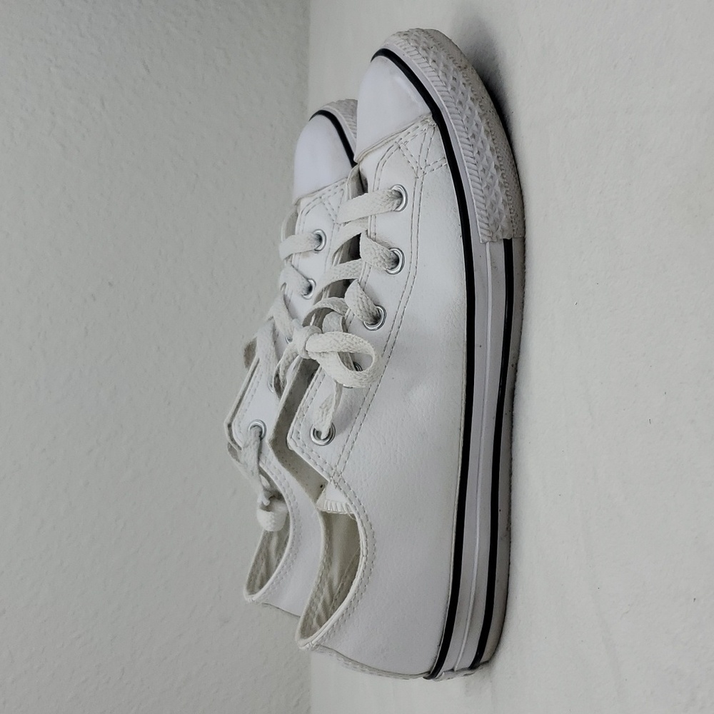 Converse Sneakers All Star Low Top Lace Up White Black Youth 4 Canvas Casual
